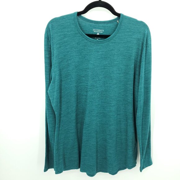 Seg'ments 100% Merino Wool Crew Neck Long Sleeve Base Layer Top XL Teal/Blue - Picture 1 of 14